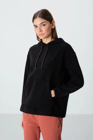 Übergroßer Plüsch-Hoodie mit Stickerei