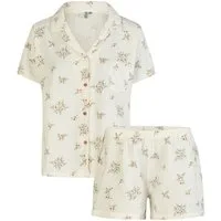 By Louise Shorty Sleep Chic (Set, 2 tlg., 2-teilig) Damen Pyjama Shorty Musselin Baumwolle geknöpft