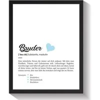 GRAVURZEILE Poster Definition Poster, Kunstdrucke auf DIN A4 Foto-Papier, Bruder Geschenk, Liebevolle Worterklärung im Duden-Format - Ohne Rahmen