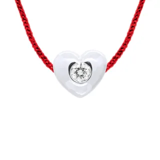 DIADEMA - Halskette - Rotes Nylon - Herz - Echter Diamant