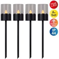 OTTO home LED Solarleuchte Liddia, Tageslichtsensor, LED fest integriert, Warmweiß, 4er Set Dekoerdspieß, Gartenfackel mit Flammeneffekt, Metall H: 37cm