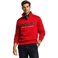 Polo Ralph Lauren Troyer Herren Archiv-Logo Double Knit Sweatshirt Retro Mock Pullover 90er Jahre Archiv-Logo Retro College Oldschool