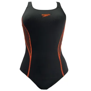 Speedo Placement Damen Schwarz/Orange Badeanzug