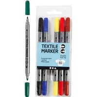 creativ company Textilmarker Stoffmalstifte Standard-Farben, 6 Stück