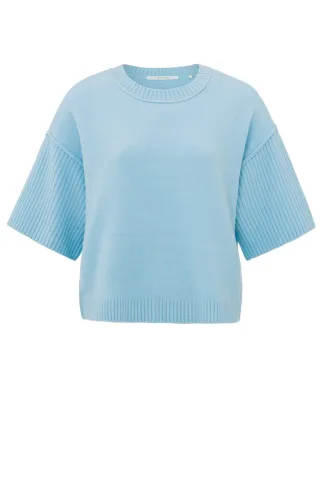 Yaya - Pullover mit U-Boot-Kragen blau - Gr. - XS