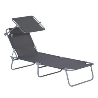 Outsunny Sonnenliege, Grau, Metall, 58x36x187 cm, Gartenmöbel, Gartenliegen