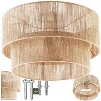 tectake Deckenleuchten Boho Jute-Lampe „Lignea Lux“ – Hängelampe aus Naturfaser 40W, Wickeltechnik, inkl. Montagematerial