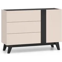 Lomadox Kommode FRIONA-131, kaschmir schwarz modern Möbelfüße 120 cm breit