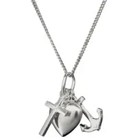 NICEANDnoble Kette mit Anhänger 925er Silber Anhänger Glaube, Liebe, Hoffnung 3-teilig mit Panzerkette, Anhänger besteht aus drei einzelnen Teilen