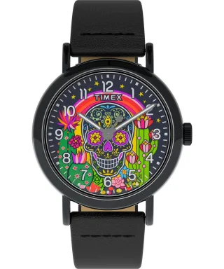Timex Weekender Day Of The Dead Schwarz Herren Armbanduhr TW2Y15900