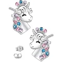 Limana Paar Ohrstecker echte 925 Silber Ohrringe Einhorn Pferd für Mädchen Damen Kinder (inkl. Dose Einschulung Ostern Weihnachten Geburtstag), Geschenk Weihnachtsgeschenk Silberschmuck Kinderschmuck Mädchenschmuck