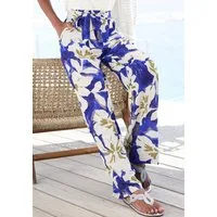 Vivance Palazzohose aus softer Viskose mit Bindegürtel und großem Blumendruck, luftige Sommerhose, elegant