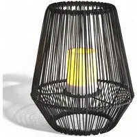 Arnusa LED Solarleuchte Laterne mit Solarkerze LED Stehlampe Dekoleuchte Rattan Optik, Kerzeneffekt, LED fest integriert, warmweiß, Indoor und Outdoor modernes Design