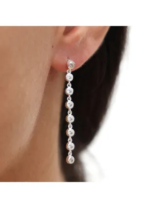 Dkeniz Ohrhänger 925/- Sterling Silber rhodiniert Glänzend 5cm Zirkonia Weiß