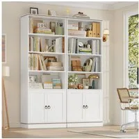 HOMECHO Bücherregal, 2-tlg., 188 cm Hoch Bücherschrank mit 7 Ebenen, 188×60×30 cm, Weiß