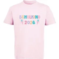 MyDesign24 T-Shirt Kinder Einschulungs T-Shirt Schulkind 2026 rosa kurzarm Regular Fit print Shirt i796