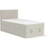 Deine Möbel 24 Boxspringbett DENIS MINI Boxbett Polsterbett Kompletbett Velour Cord (Jugendbett Jugendzimmer Schlafzimmer Bett, 3-St., 100x200 120x200 Cord Creme Beige Hellgrau Grau Anthrazit Schwarz), mit Bonellfederkernmatratze H3 / Taschenfederker
