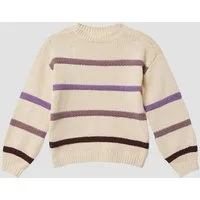 s.Oliver Longpullover Strickpullover Gestreifter Strickpullover aus Chenille im Loose Fit