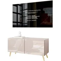 Lookway TV-Schrank COLGANTE 100 Kaschmir Hochglanz mit Metallbeinen 100x40x49 cm