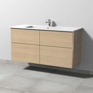 Sanipa 3way Waschtischunterbau zu Duravit ME by Starck Waschtisch mit 4 Auszügen, Eiche-Nordic BR72748