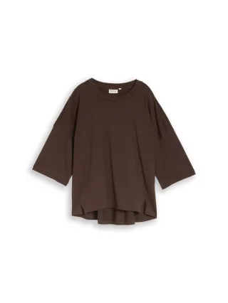 Denim Tom Tailor - Boxy Fit T-Shirt aus Baumwolle cool dark brown - Gr. - S