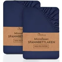 NatureMark Spannbettlaken 2er-Set Mikrofaser Spannbetttuch, Polyester, Gummizug: rundum, (2 Stück), blau)
