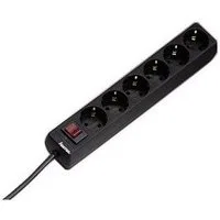 Hama Steckdosenleiste 6-fach, mit Schalter, 1.4m, Schwarz (00030394) Steckdosenleiste