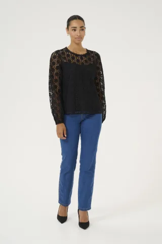 Langarm-Bluse Regular fit Black