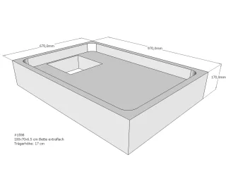 Neuesbad Wannenträger für Bette extraflach 100x70x6,5 SD22055