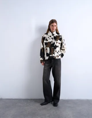 TOPSHOP - TSMAY WESTERN TRUCKER JACKET Ecru - Gr. - M