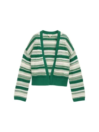 Denim Tom Tailor - Relaxed Fit Cardigan green mint stripe - Gr. - XL