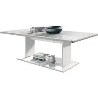 Vladon Couchtisch Mono (Wohnzimmertisch, mit Ablageboden), Weiß matt/Weiß Hochglanz (120 x 40 x 70)
