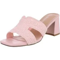 Ital-Design Elegante Damen Sandalen mit Komfort und stilvollem Design Pantolette (91512494) Blockabsatz Sandalen & Sandaletten in Hellrosa
