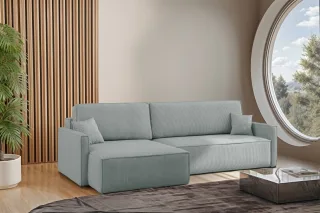 Ecksofa Schlafsofa Sofa LOUIS Stoff Scala Saphire Ottomane Links