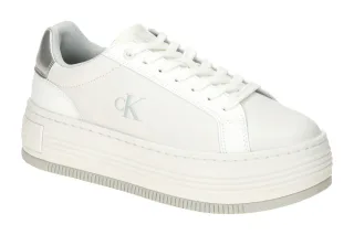 Calvin Klein Damenschuhe YW01766 0LI Wei?/Silber Plateau Sneaker