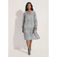 MADELEINE Midikleid Romantisches Midikleid mit Volants Fließendes Stufen-Rockteil, Rundhals mit Bindeband & lange Ärmel