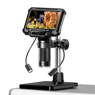 HD Digital Microscope 5X-1000X 12MP 4.3 Inch IPS Screen 1080P Video 8 LED Lights Type-C Suitable for motherboard repair,