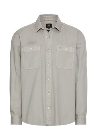 camel active - Langarmhemd aus kernigem Canvas dust grey - Gr. - XXL