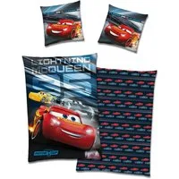 Familando Kinderbettwäsche Disney Cars 135x200 80x80 cm Fleece-Bettwäsche mit Reißverschluss, Microfaser-Flanell, 2 teilig, extra flauschig und weich, mit Wendemotiv