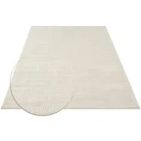 Carpetilla Teppich Teppich Kurzflor Robust Modern Creme, Teppich Wohnzimmer 3D effekt Boho Einfarbig hoch-tief Bordüre