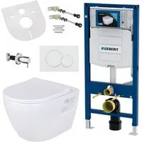 GEBERIT Tiefspül-WC GEBERIT-AL5508-SET, Hänge Wand WC mit Taharet Funktion, Bidet, Absperrventil