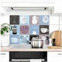 K&L Wall Art Fliesenaufkleber Klebefliese Sticker Set selbstklebend Loske Kaffee Küche