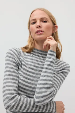 THE FASHION PEOPLE - Striped Turtleneck knitted graphite stripe - Gr. - XL