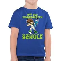 Shirtracer T-Shirt Bye Bye Kindergarten ich kicke jetzt in der Schule Dabbing Junge Fußba (1-tlg) Einschulung Junge Schulanfang Geschenke