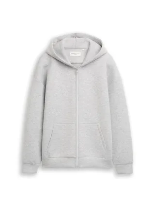 Denim Tom Tailor - Relaxed Fit Hoodie Sweatjacke aus Scuba light stone grey melange - Gr. - M