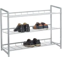 CARO-Möbel Schuhregal SYSTEM, Schuhregal Schuhablage Schuhbank Ständer Aufbewahrung silber lackiert