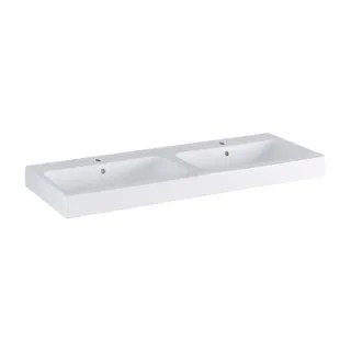 Geberit iCon Doppelwaschtisch 124120000 120x48,5cm, mit Hahnloch, mit Überlauf, weiß
