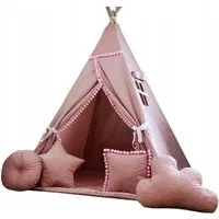 Pamek Tipi-Zelt Basic, Kinder Spielzelt, Teepee, Zelt mit Fenster, Tipizelt, Spielset, Personen: 2 (7 tlg), Sehr weiches und angenehmes Material