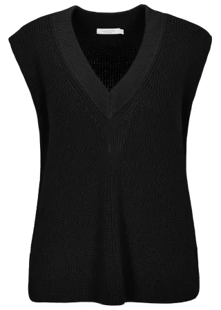 CLARINA - V-Pullunder, uni schwarz - Gr. - 38