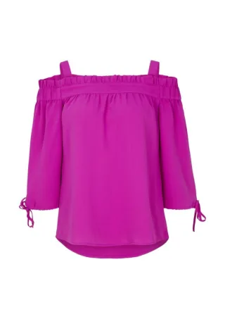 comma - Schulterfreie Kreppbluse pink - Gr. - 34